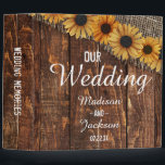 Rustic Wood & Burlap Sunflower Wedding Photo Album 3 Ring Binder<br><div class="desc">Rustic Wood & Burlap Sunflower Country Farmhouse Chic Wedding Monogram Photo Album With trendy brush script font! ~ Check my shop to see the entire wedding suite for this design!</div>