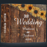Rustic Wood & Burlap Sunflower Wedding Photo Album 3 Ring Binder<br><div class="desc">Rustic Wood & Burlap Sunflower Country Farmhouse Chic Wedding Monogram Photo Album With trendy brush script font! ~ Check my shop to see the entire wedding suite for this design!</div>