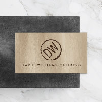 Rustic Wood-Burned Stamped Monogram for Catering 2 Business Card