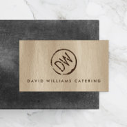 Rustic Wood-burned Stamped Monogram For Catering 2 Business Card at Zazzle
