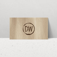 Rustic Wood-Burned Stamped Monogram for Catering Business Card