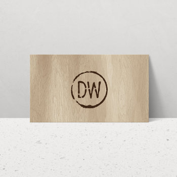 Rustic Wood-burned Stamped Monogram For Catering Business Card by 1201am at Zazzle