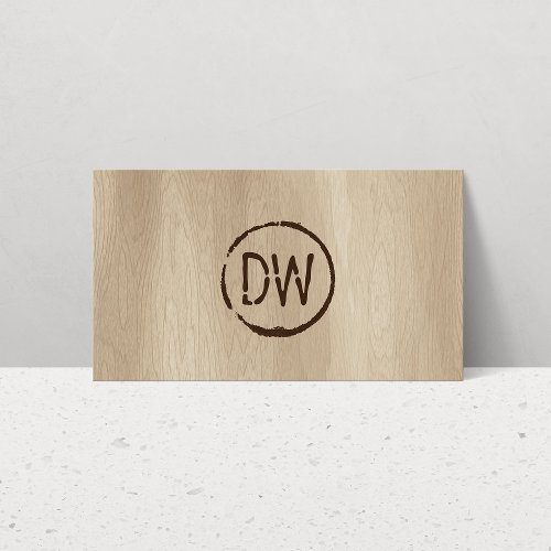 Rustic Wood_Burned Stamped Monogram for Catering Business Card