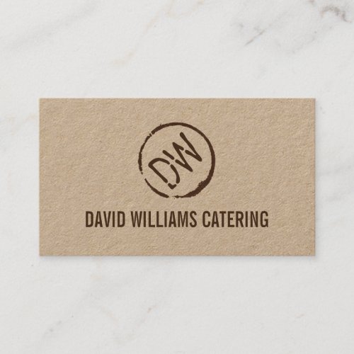 Rustic Wood_Burned Stamped Monogram on Kraft Business Card