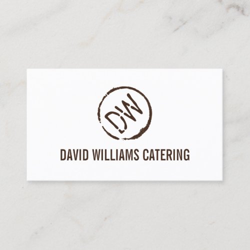 Rustic Wood_Burned Stamped Monogram on White Business Card