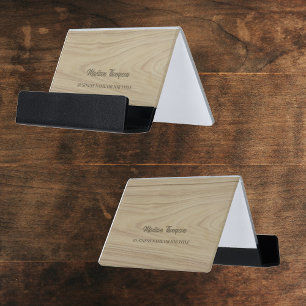 Rustic Wood Business Office Desk Business Card Holder