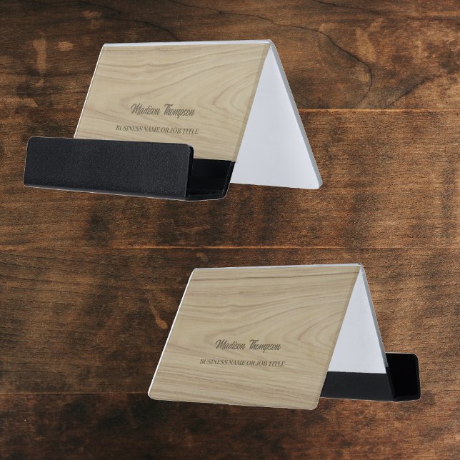 Rustic Wood Business Office Desk Business Card Holder (Creator Uploaded)