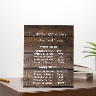 Rustic Wood Business Pricing & Service Rack Foam Board