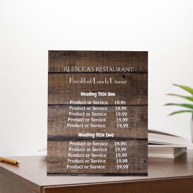 Rustic Wood Business Pricing & Service Rack Foam Board (In Situ (Office))