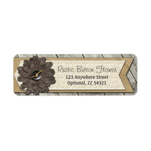 Rustic Wood Button Fabric Flower  Shabby Burlap Label