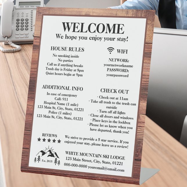 Rustic Wood Cabin Lodge Rental Property Welcome Pedestal Sign (Rustic Wood Cabin Lodge Rental Property Welcome Pedestal Sign
)