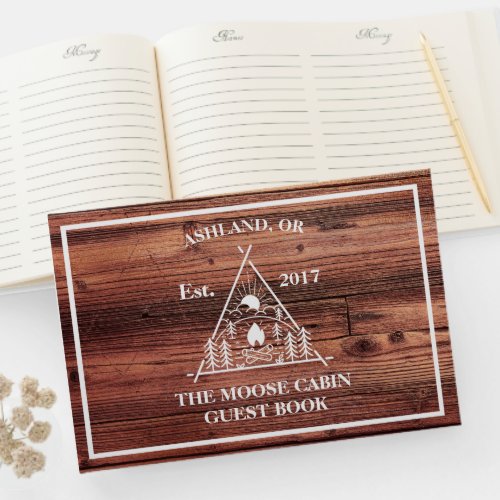 Rustic Wood Cabin Vacation Rental Business Guest Book