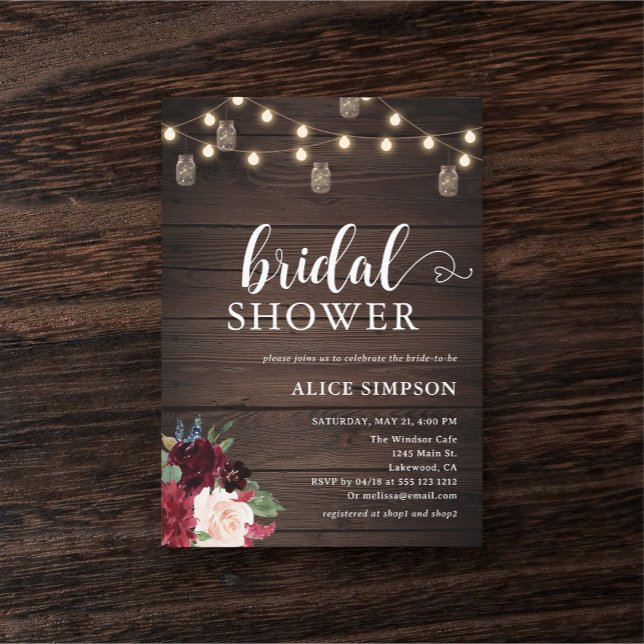 Rustic Wood Calligraphy Heart Fall Floral Invitation (Creator Uploaded)