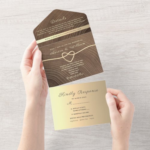 Rustic Wood Calligraphy Wedding All In One Invitat All In One Invitation