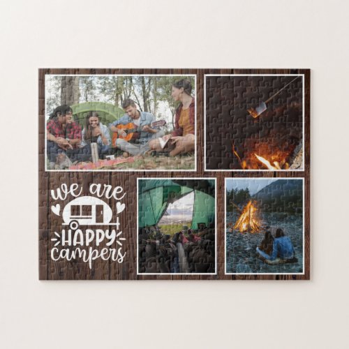 Rustic Wood Camping 4 Photo Collage Keepsake Jigsaw Puzzle