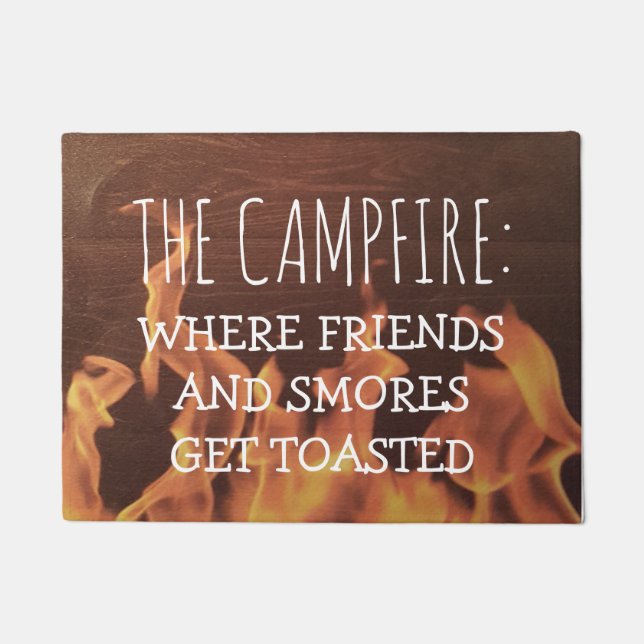 Rustic Wood Camping Campfire Funny Friends Smores Doormat (Front)