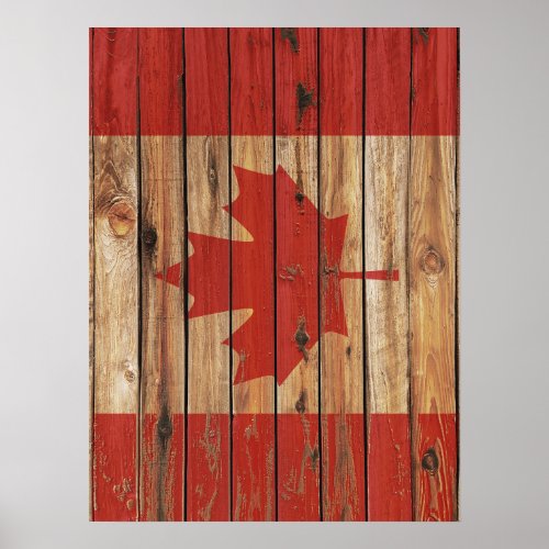 Rustic Wood Canada Flag Poster