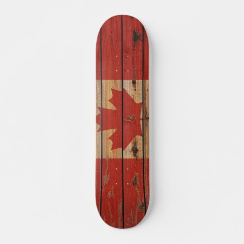 Rustic Wood Canada Flag Skateboard Deck