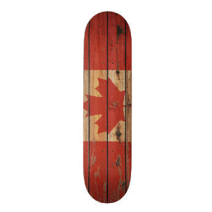 Rustic Wood Canada Flag Skateboard Deck