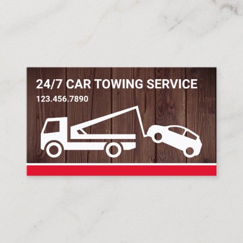 Rustic Wood Car Towing Service Tow Truck Business Card