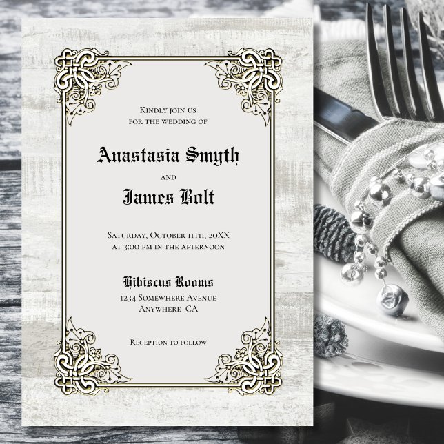 Rustic Wood Carved Frame Wedding Invitation (Creator Uploaded)