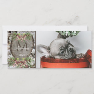 Rustic Wood Carved Heart  Family Monogram Xmas