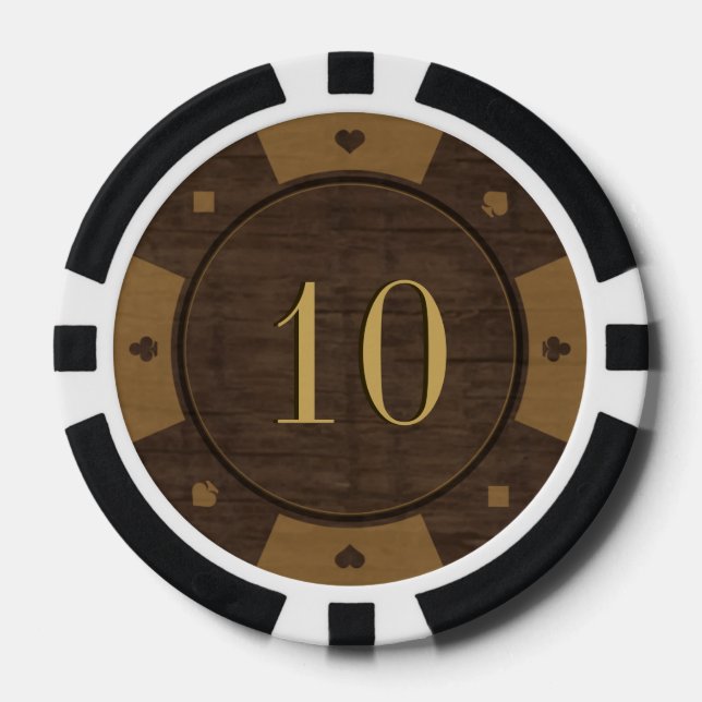 Rustic Wood Casino Style Poker Chips (Front)