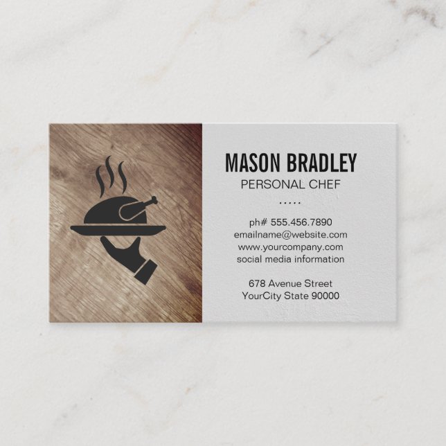 Rustic Wood | Catering | Personal Executive Chef Business Card (Front)