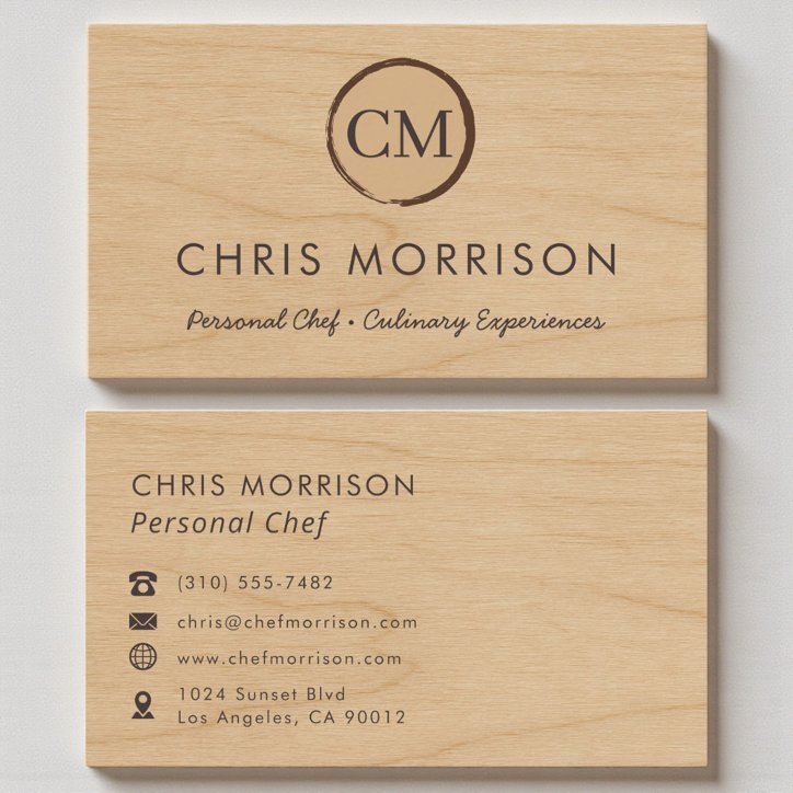 Rustic Wood Catering Restaurant Personal Chef Business Card