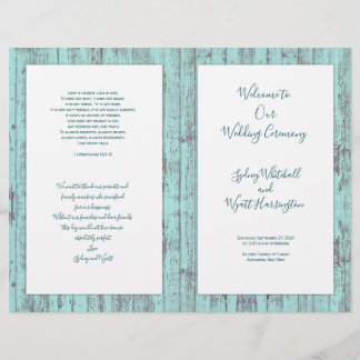Rustic Wood Catholic Wedding Ceremony Program