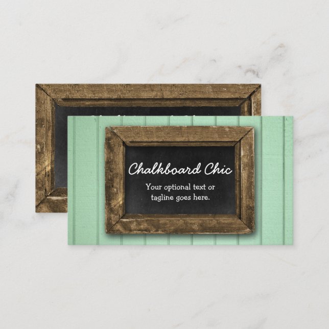 Rustic Wood Chalkboard Frame Shabby Chic Mint Business Card (Front/Back)