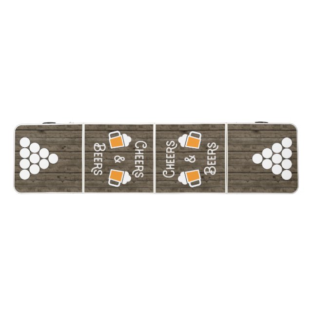 Rustic Wood Cheers & Beers Beer Glasses Regulation Beer Pong Table (Top)