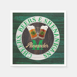 Rustic Wood Cheers Beers Shenanigans Napkins