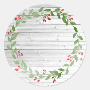 Rustic Wood Christmas Canning Jam and Jelly Classic Round Sticker