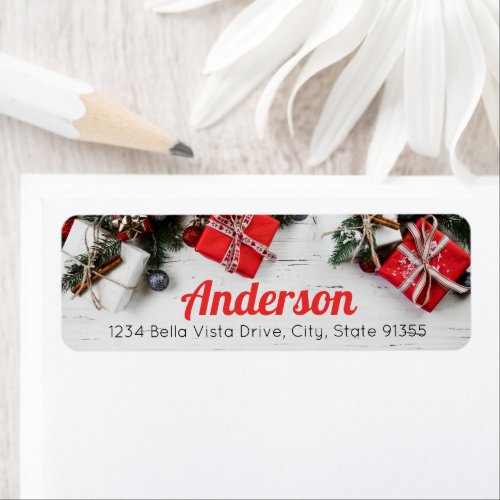 Rustic Wood Christmas Gifts Return Address Label