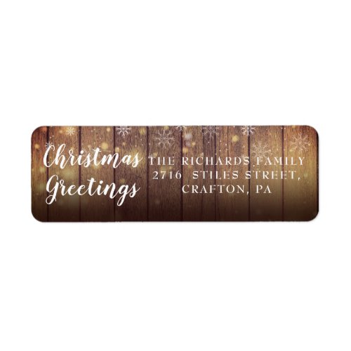 Rustic Wood Christmas Greetings Return Address Label