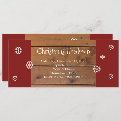 Rustic Wood Christmas Hoedown Invitation