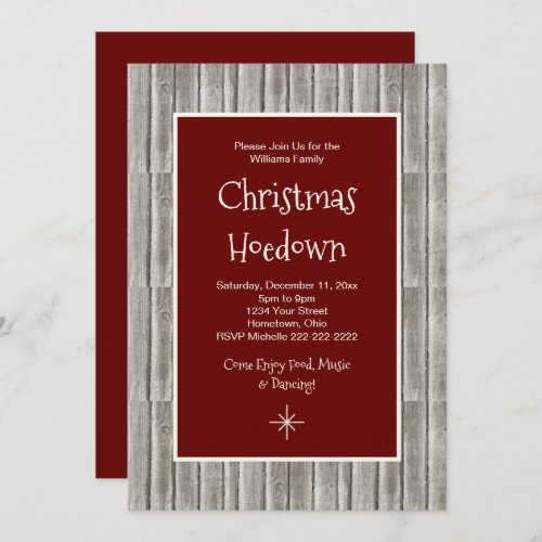 Rustic Wood Christmas Party Hoedown Invitation