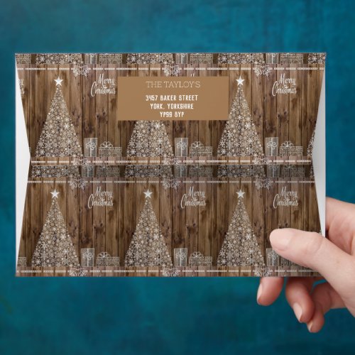 Rustic Wood Christmas Snowflake Return Address Envelope