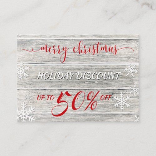 Rustic Wood Christmas Snowflakes Discount Card