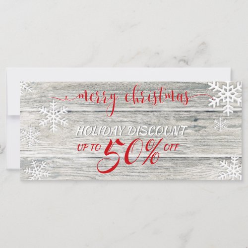 Rustic Wood Christmas Snowflakes _ Discount Card