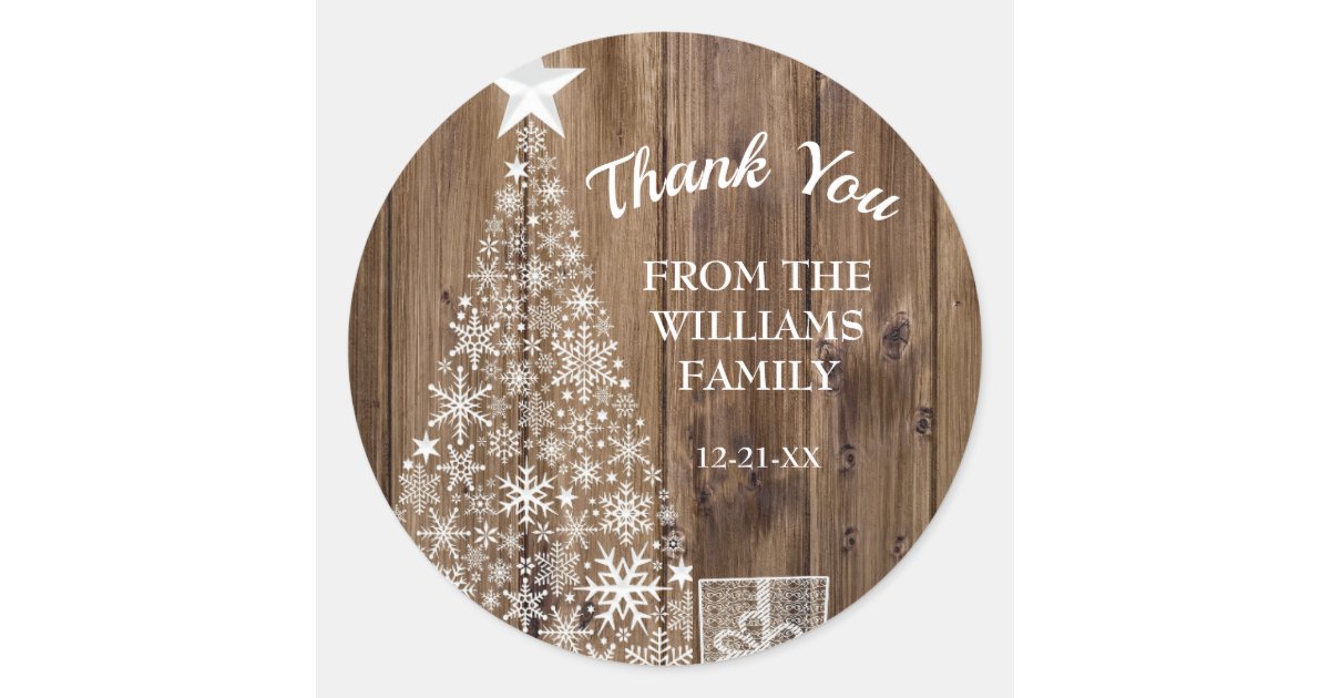 Rustic Wood Christmas Tree Holiday Classic Round Sticker Zazzle