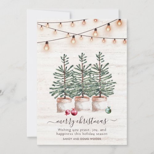 Rustic Wood Christmas Trees  Holiday Card