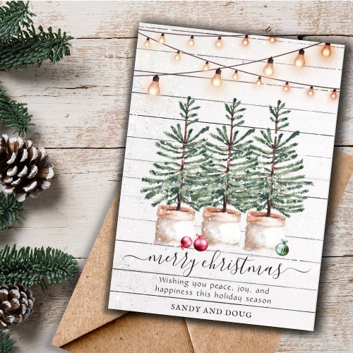 Rustic Wood Christmas Trees  Holiday Card