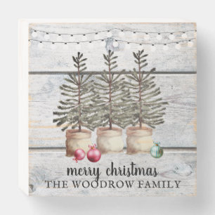Rustic Wood Christmas Trees Holiday Wood Box Sign