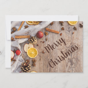 Rustic Wood Cinnamon Spices Christmas Baking Holiday Card