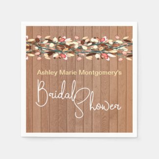 Rustic Wood Colorful Leaves Bridal Shower
