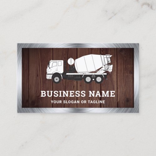 Rustic Wood Concrete Mixer Cement Truck Business Card