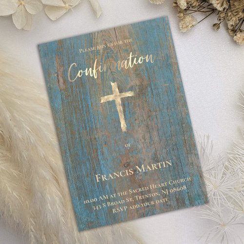 rustic wood Confirmation Invitation