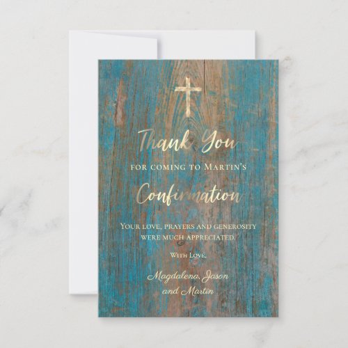 rustic wood Confirmation thank you card
